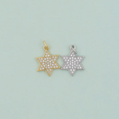 Gold Star of David Pendant,18K Gold Filled Star of David,Silver Star of David Bracelet Necklace for DIY Jewelry Making Supply