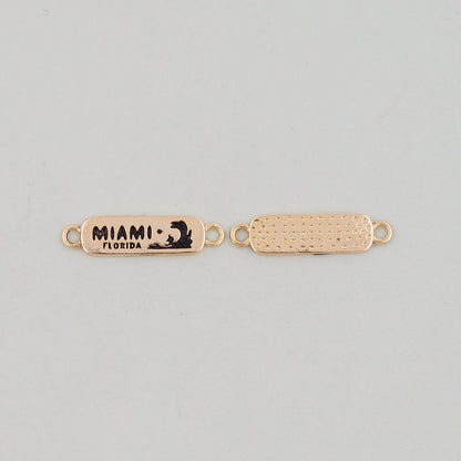 Gold Miami Charms,18K Gold Filled flame Miami Pendant Bracelet Necklace for DIY Jewelry Making Supply