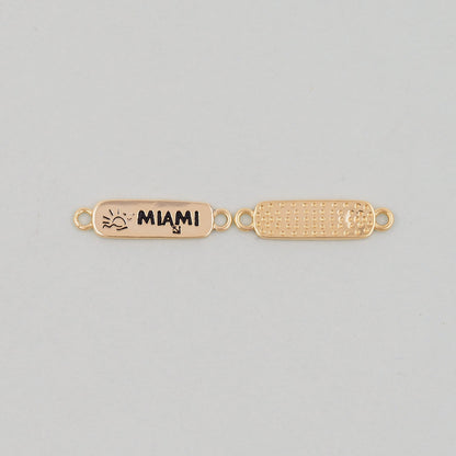 Gold Miami Connector Charms,18K Gold Filled flame Miami Pendant Bracelet Necklace for DIY Jewelry Making Supply