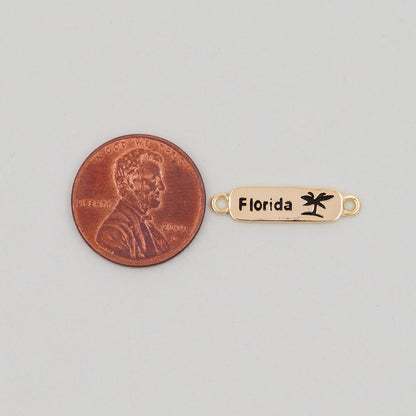 Gold Florida Connector Charms,18K Gold Filled Florida Pendant Bracelet Necklace for DIY Jewelry Making Supply