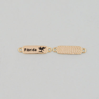Gold Florida Connector Charms,18K Gold Filled Florida Pendant Bracelet Necklace for DIY Jewelry Making Supply