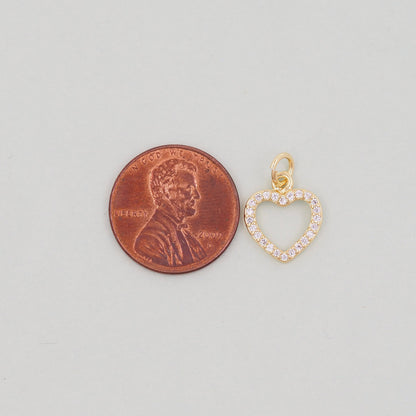 Gold Heart Charms,18K Gold Filled Heart Pendant,Tiny Heart Charm Bracelet Necklace for DIY Jewelry Making Supply