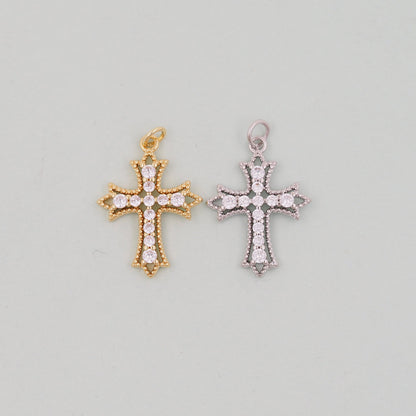 18K Gold Filled Cross Charm Pendant for Jewelry Making