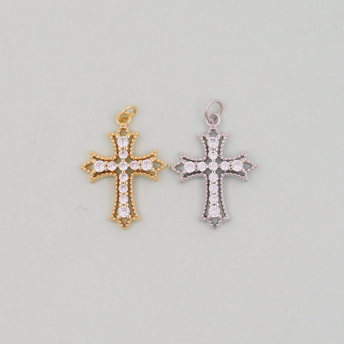 Gold Cross Charms,18K Gold Filled Cross Pendant,Silver Religious Charm Bracelet Necklace for DIY Jewelry Making Supply