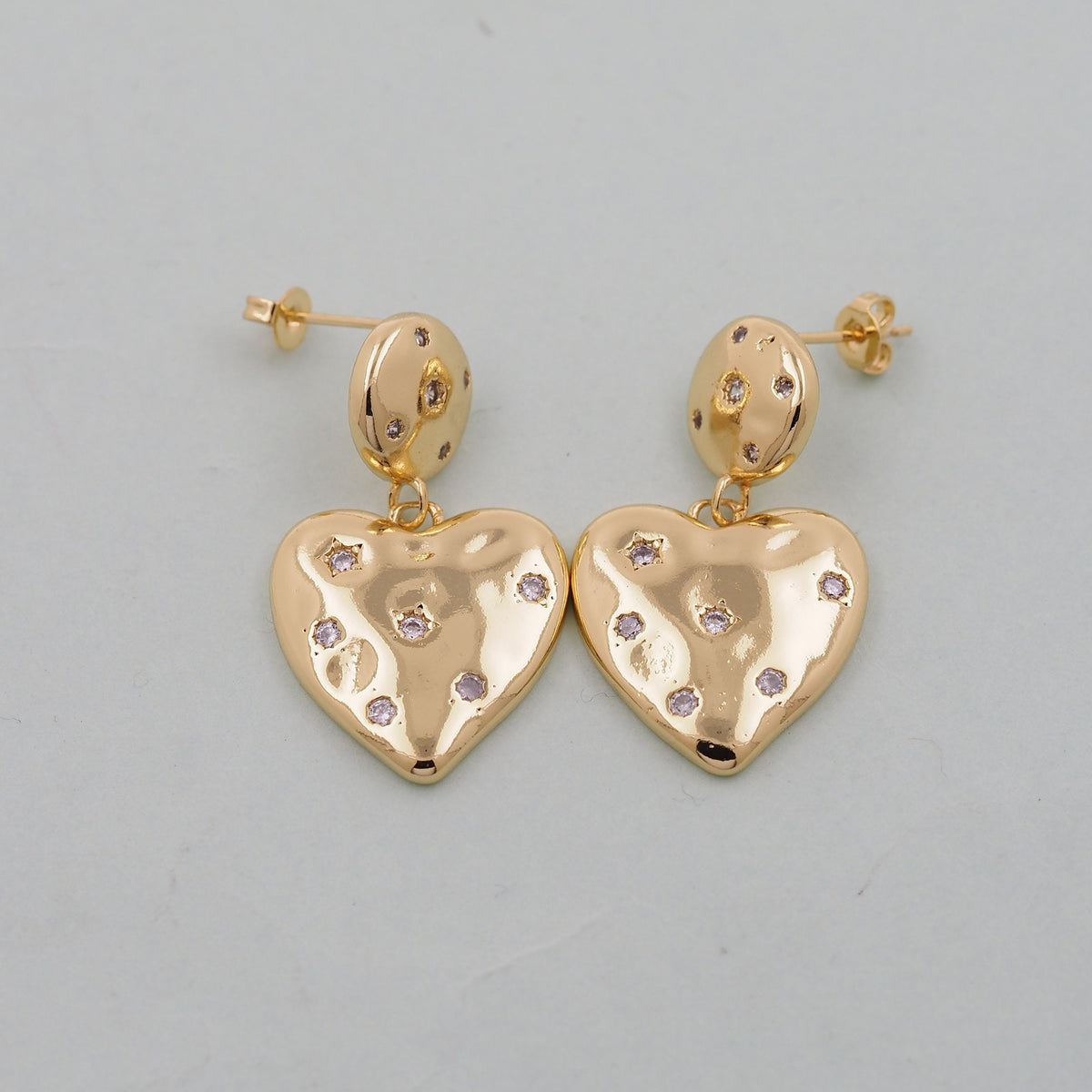 1pair 18K Gold Filled Heart Earrings,Gold Earrings,Dainty Earrings