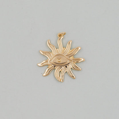 Gold Sun Charms,18K Gold Filled Sun Pendant,Celestial Charm Bracelet Necklace for DIY Jewelry Making Supply