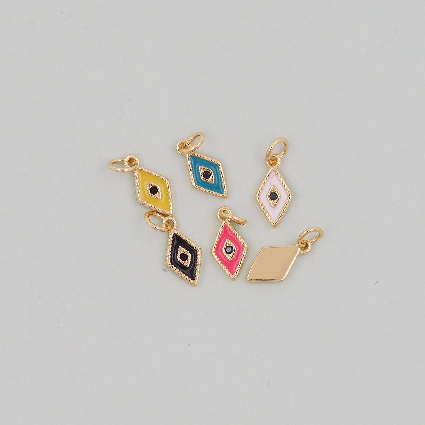 Gold Tiny amulet  Evil Eye Charms,18K Gold Filled Evil Eye Pendant,enamel Protect Charm Bracelet Necklace for DIY Jewelry Making Supply