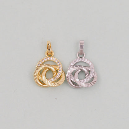 Gold Round Charms,18K Gold Filled three circles Pendant,three circles Charm Bracelet Necklace for DIY Jewelry Making Supply
