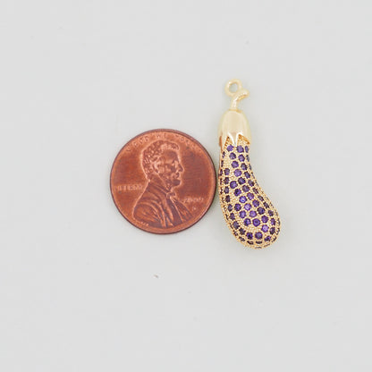 Gold Eggplant Charms,18K Gold Filled Eggplant Pendant,Vegetable Charm Bracelet Necklace for DIY Jewelry Making Supply