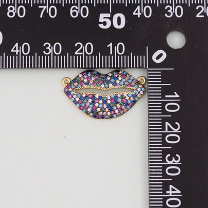 18K Gold Filled Lips Pendant,Lips Charm Bracelet Necklace for DIY Jewelry Making Supply