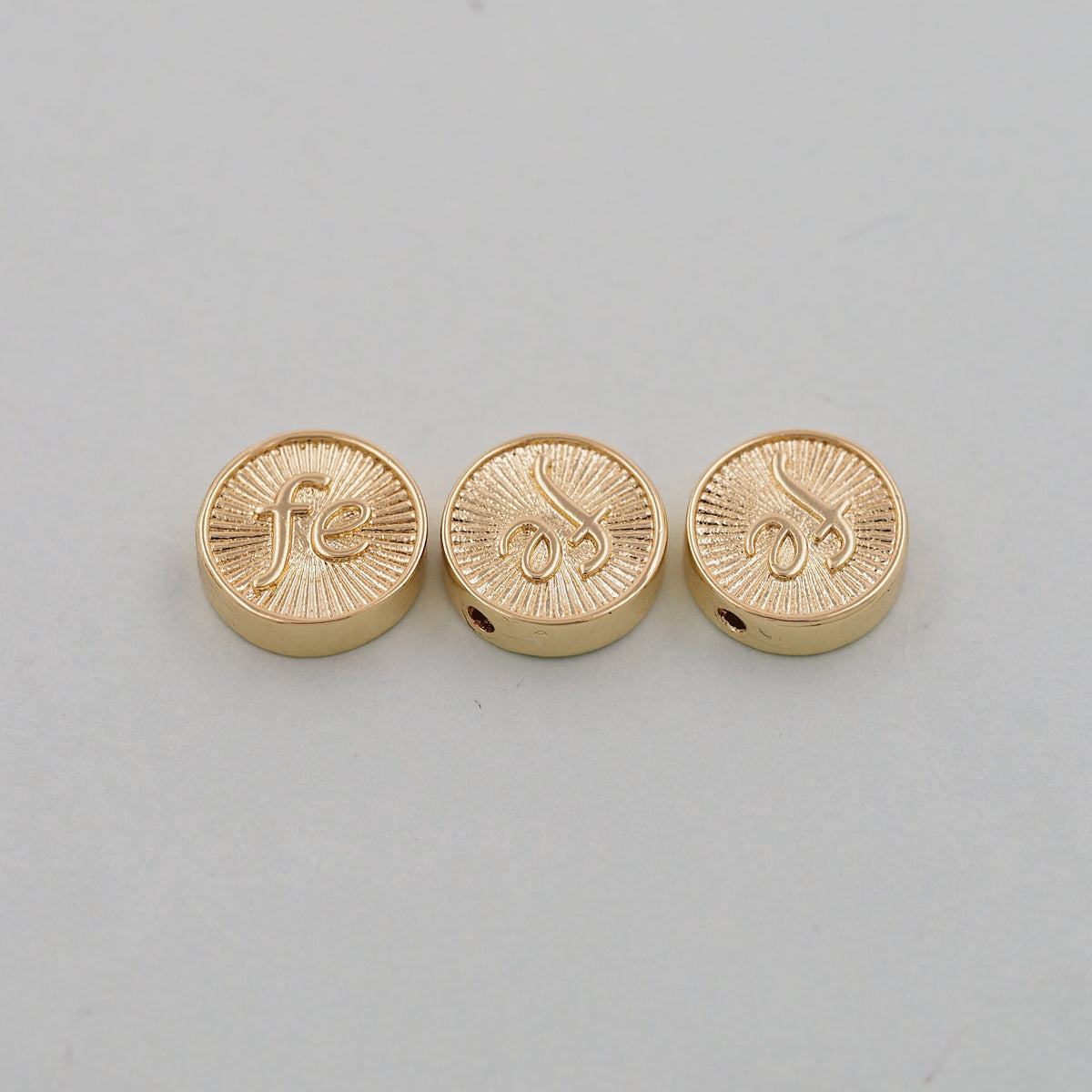 Gold Fe Charms,18K Gold Filled Round Connector Pendant,Shell Charm Bracelet Necklace for DIY Jewelry Making Supply