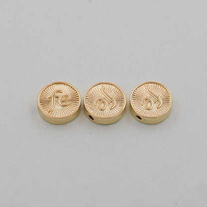 Gold Fe Charms,18K Gold Filled Round Connector Pendant,Shell Charm Bracelet Necklace for DIY Jewelry Making Supply