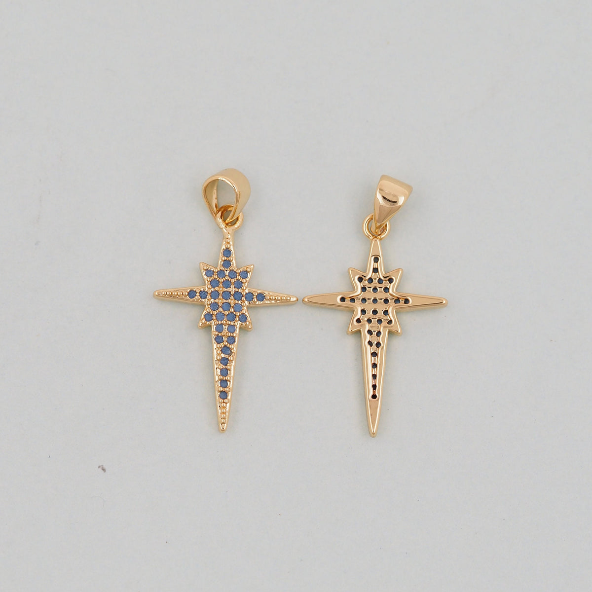 Gold Star Charms,18K Gold Filled Starburst Pendant,North Star Charm Bracelet Necklace for DIY Jewelry Making Supply