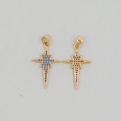Gold Star Charms,18K Gold Filled Starburst Pendant,North Star Charm Bracelet Necklace for DIY Jewelry Making Supply