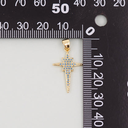 Gold Star Charms,18K Gold Filled Starburst Pendant,North Star Charm Bracelet Necklace for DIY Jewelry Making Supply