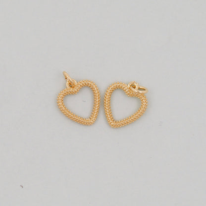 Gold Heart Charms,18K Gold Filled Heart Pendant,Heart Charm Bracelet Necklace for DIY Jewelry Making Supply