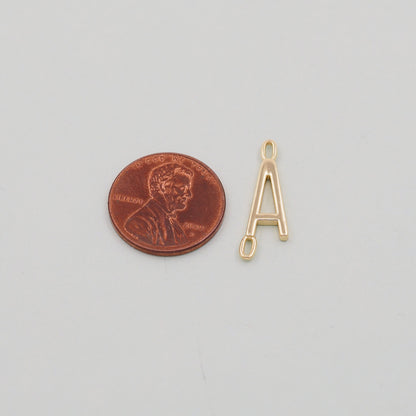 Gold letter Charms,18K Gold Filled letter Pendant,perforation initial Charm Bracelet Necklace for DIY Jewelry Making Supply