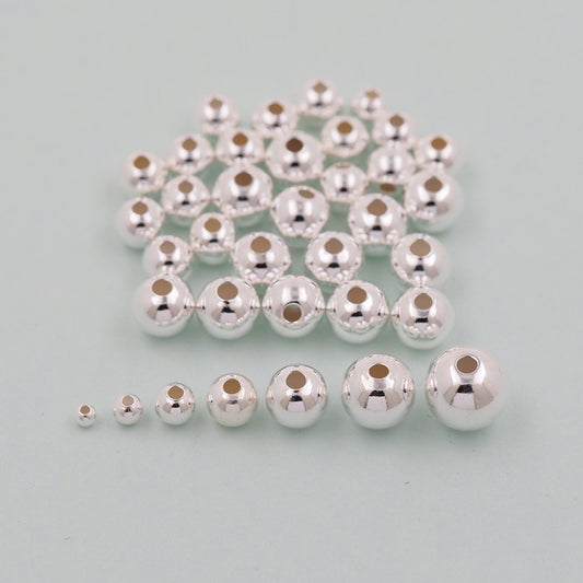50pcs Sterling Silver Tiny Round Spacer Beads,925 Silver Bracelet Beads,Ball Spacer Beads for Bracelet Jewelry Necklace Making Supply