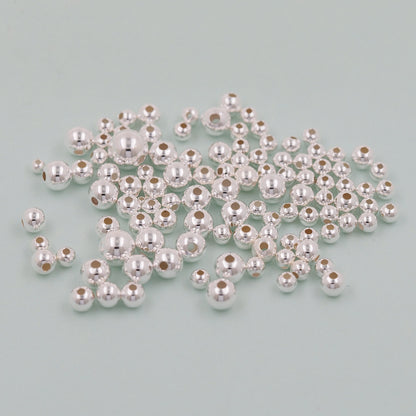 50pcs Sterling Silver Tiny Round Spacer Beads,925 Silver Bracelet Beads,Ball Spacer Beads for Bracelet Jewelry Necklace Making Supply