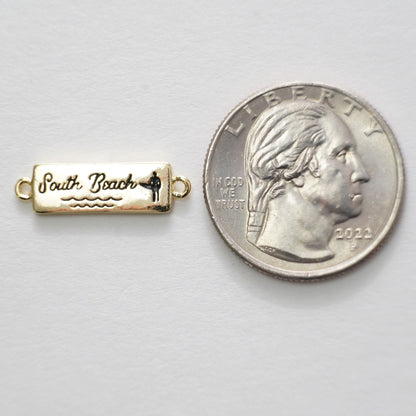 Gold South Beach Connector Charms,18K Gold Filled South Beach Pendant,South Beach Charm Bracelet Necklace for DIY Jewelry Making Supply