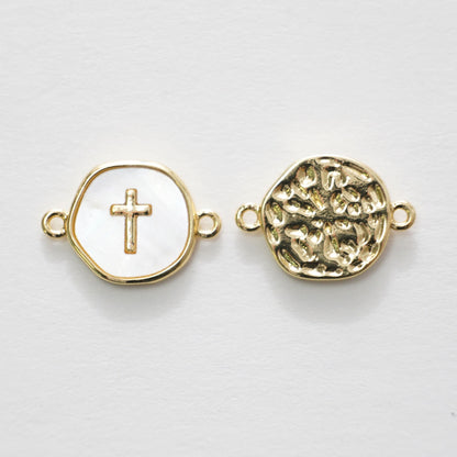 Gold Cross Connector Charms,18K Gold Filled Cross Pendant,Cross Charm Bracelet Necklace for DIY Jewelry Making Supply