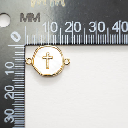 Gold Cross Connector Charms,18K Gold Filled Cross Pendant,Cross Charm Bracelet Necklace for DIY Jewelry Making Supply