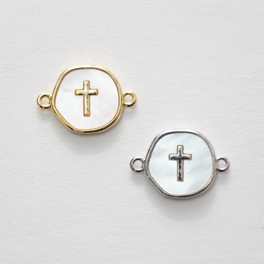 Gold Cross Connector Charms,18K Gold Filled Cross Pendant,Cross Charm Bracelet Necklace for DIY Jewelry Making Supply