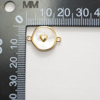 Gold Heart Connector Charms,18K Gold Filled Love Pendant Charm Bracelet Necklace for DIY Jewelry Making Supply