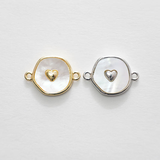 Gold Heart Connector Charms,18K Gold Filled Love Pendant Charm Bracelet Necklace for DIY Jewelry Making Supply