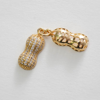 Gold Peanut Charms,18K Gold Filled Peanut Pendant,Peanut Charm Bracelet Necklace for DIY Jewelry Making Supply