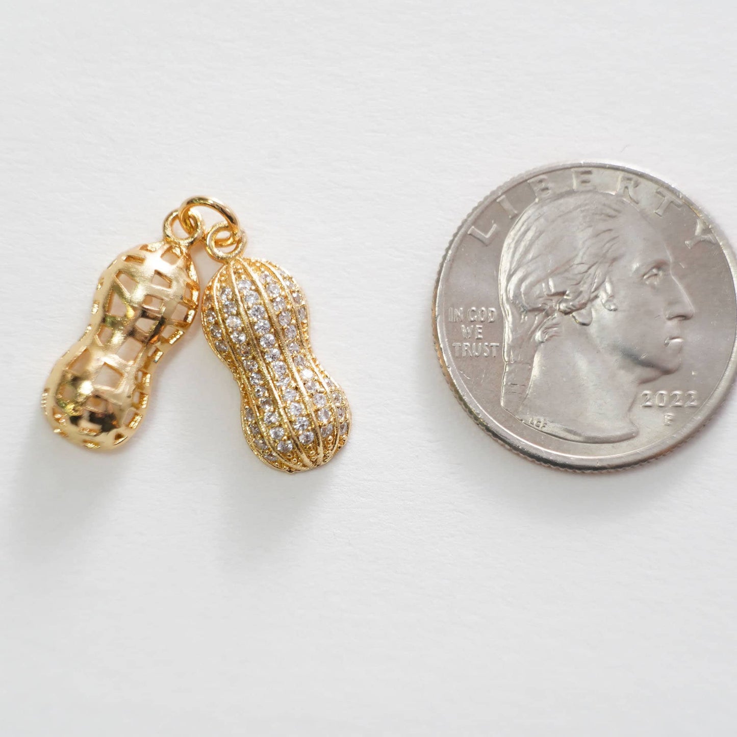 Gold Peanut Charms,18K Gold Filled Peanut Pendant,Peanut Charm Bracelet Necklace for DIY Jewelry Making Supply