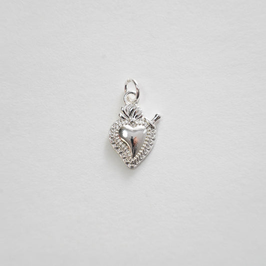Silver sacred Heart Charms,18K Gold Filled sacred heart Pendant,Religious Charm Bracelet Necklace for DIY Jewelry Making Supply
