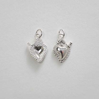 Silver sacred Heart Charms,18K Gold Filled sacred heart Pendant,Religious Charm Bracelet Necklace for DIY Jewelry Making Supply