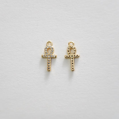 Gold Cross Charms,18K Gold Filled Cross Pendant,Silver Religious Charm Bracelet Necklace for DIY Jewelry Making Supply
