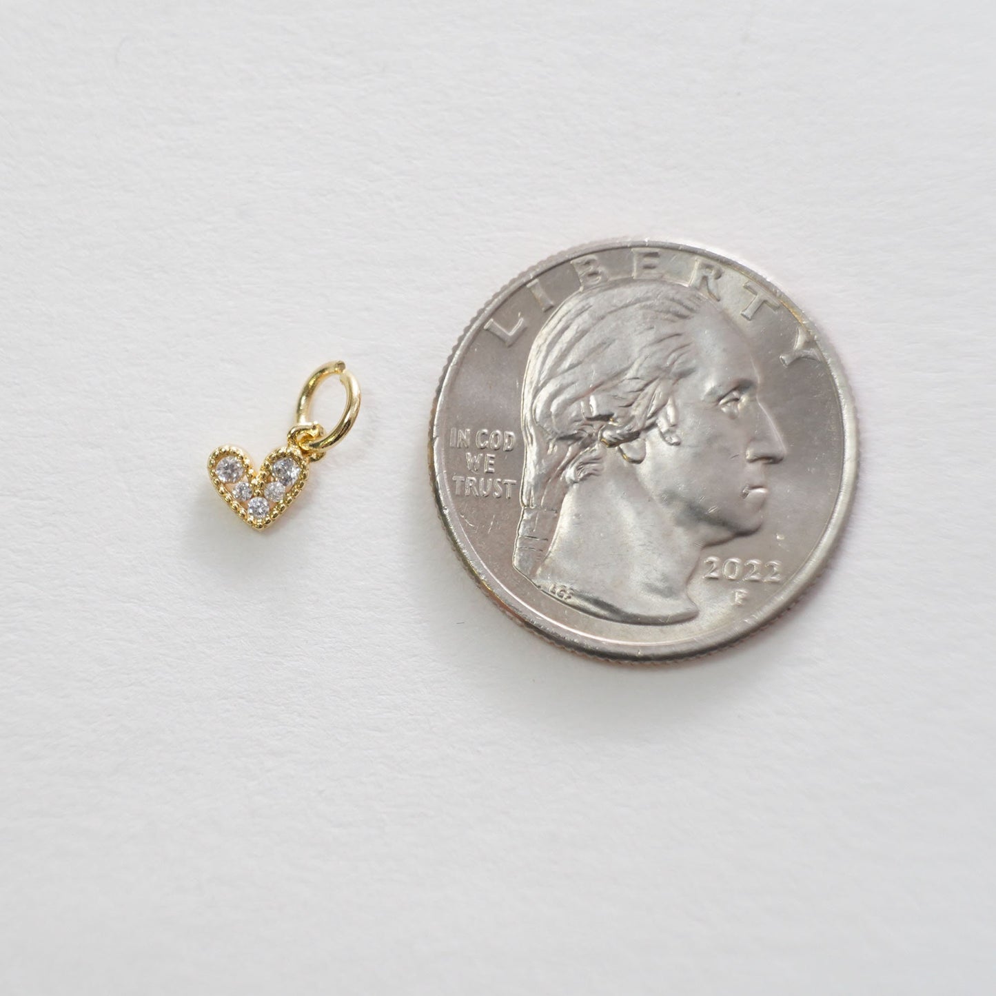 Gold Tiny White Heart Charms,18K Gold Filled Heart Pendant,CZ Micro Pave Heart Charm Bracelet Necklace for DIY Jewelry Making Supply