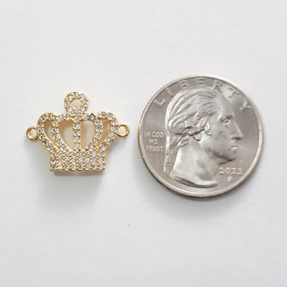 18K Gold Filled crown Connector Pendant Charm Bracelet Necklace for DIY Jewelry Making Supply