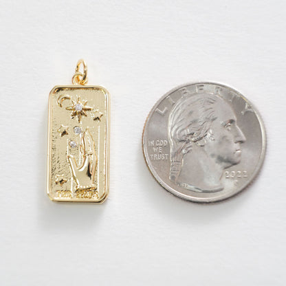 18K Gold Filled CZ Bar Hamsa Hand Pendant,Hand Gesture Star Charm Necklace for DIY Jewelry Making Supply