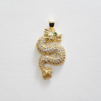 Gold Dragon Charm,18K Gold Filled Dragon Pendant,Silver dragon Charm Bracelet Necklace for DIY Jewelry Making Supply
