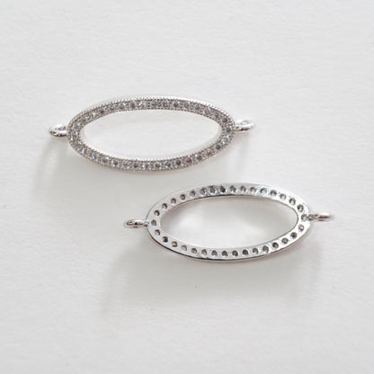 Silver Oval Connector Pendant,18K Gold Filled Oval Pendant,Oval Charm Bracelet Necklace for DIY Jewelry Making Supply