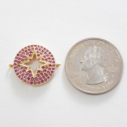 Gold Star Connector Charms,18K Gold Filled Starburst Pendant,North Star Charm Bracelet Necklace for DIY Jewelry Making Supply