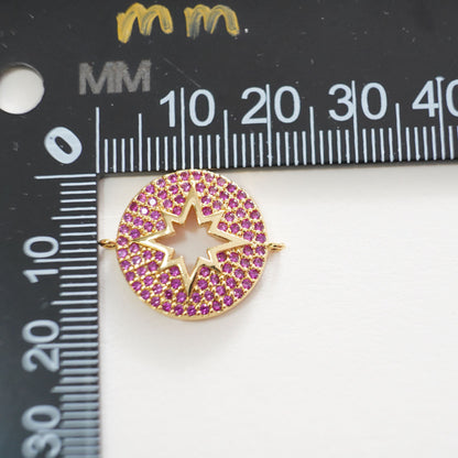 Gold Star Connector Charms,18K Gold Filled Starburst Pendant,North Star Charm Bracelet Necklace for DIY Jewelry Making Supply