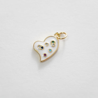 18K Gold Filled Heart Pendant,Enamel Heart Charm Bracelet Necklace for DIY Jewelry Making Supply