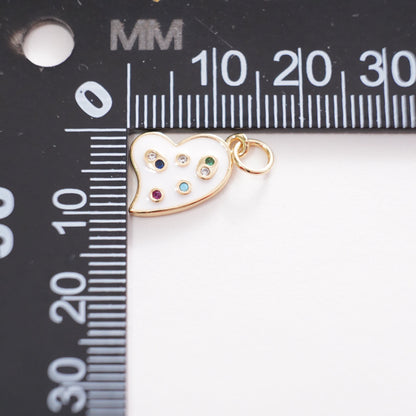 18K Gold Filled Heart Pendant,Enamel Heart Charm Bracelet Necklace for DIY Jewelry Making Supply