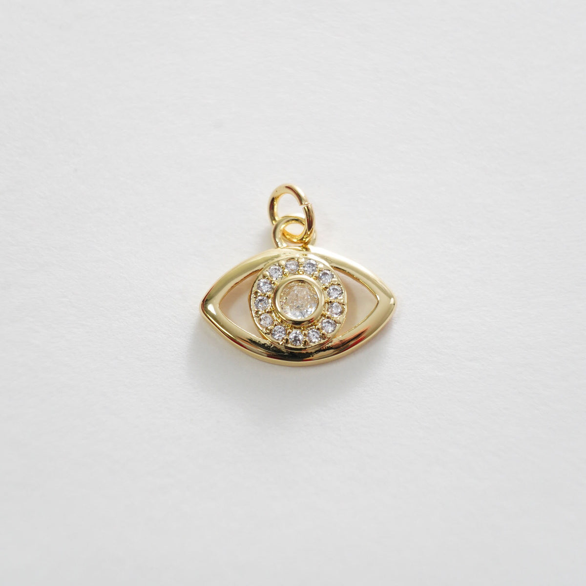 18K Gold Filled Cubic Zirconia Evil Eye Charm Pendant for Jewelry Making