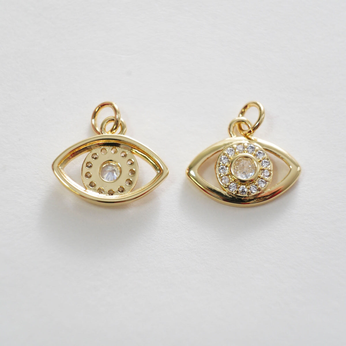 18K Gold Filled Cubic Zirconia Evil Eye Charm Pendant for Jewelry Making