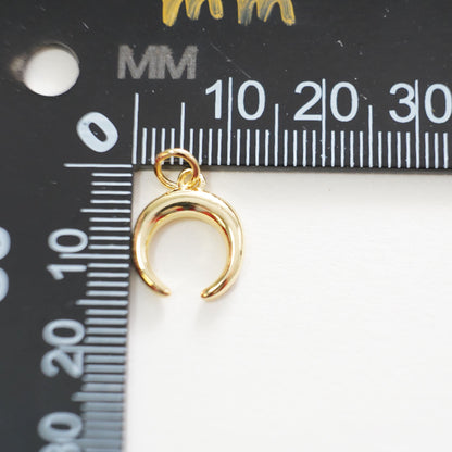 Gold Moon Charms,18K Gold Filled Crescent Pendant,Horns Charm Bracelet Necklace for DIY Jewelry Making Supply
