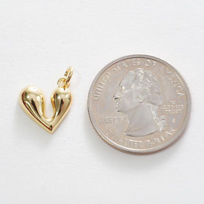 Gold Heart Charms,18K Gold Filled Heart Pendant,Heart Charm Bracelet Necklace for DIY Jewelry Making Supply