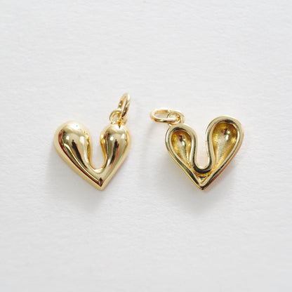 Gold Heart Charms,18K Gold Filled Heart Pendant,Heart Charm Bracelet Necklace for DIY Jewelry Making Supply