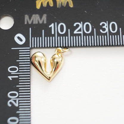 Gold Heart Charms,18K Gold Filled Heart Pendant,Heart Charm Bracelet Necklace for DIY Jewelry Making Supply