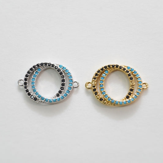 Gold double circle Connector Charms,18K Gold Filled double circle Pendant Charm Bracelet Necklace for DIY Jewelry Making Supply